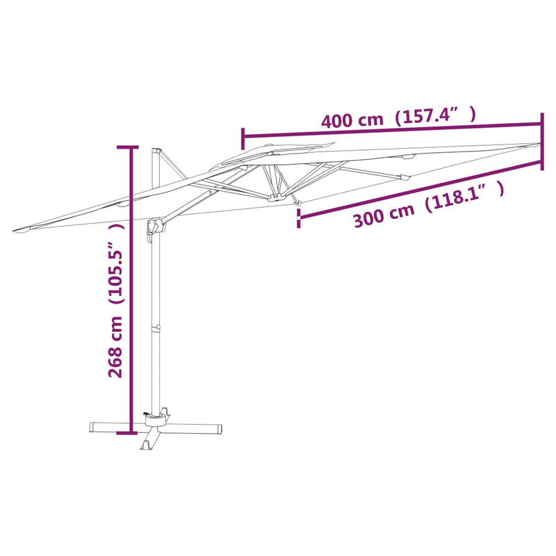 Double Top Cantilever Umbrella Anthracite 400x300 cm