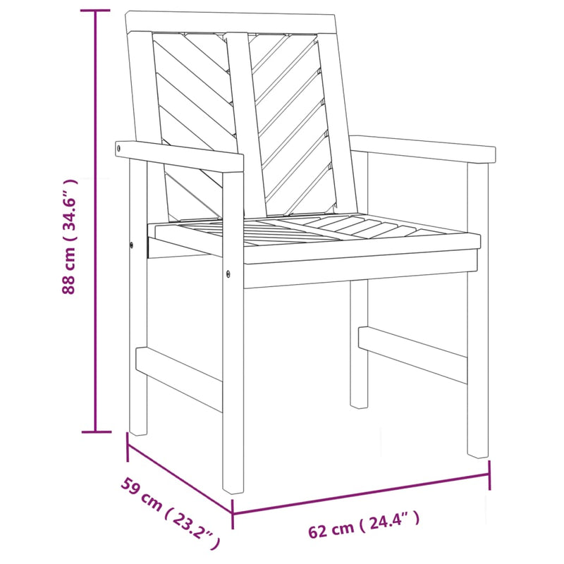 vidaXL Garden Dining Chairs 2 pcs Solid Wood Acacia