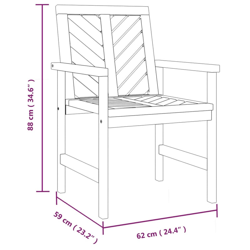 vidaXL Garden Dining Chairs 3 pcs Solid Wood Acacia