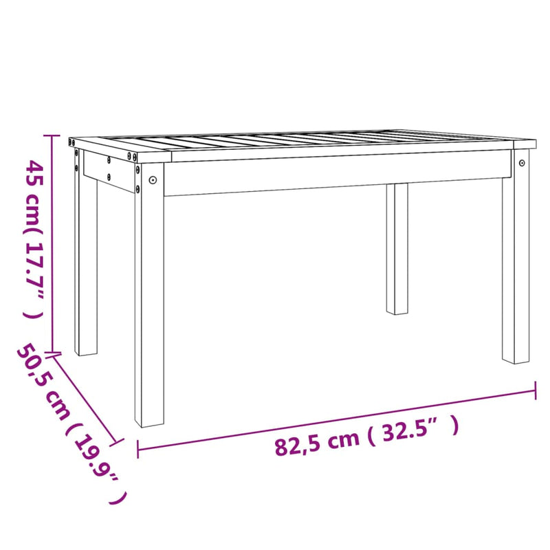 vidaXL Garden Table Black 82.5x50.5x45 cm Solid Wood Pine