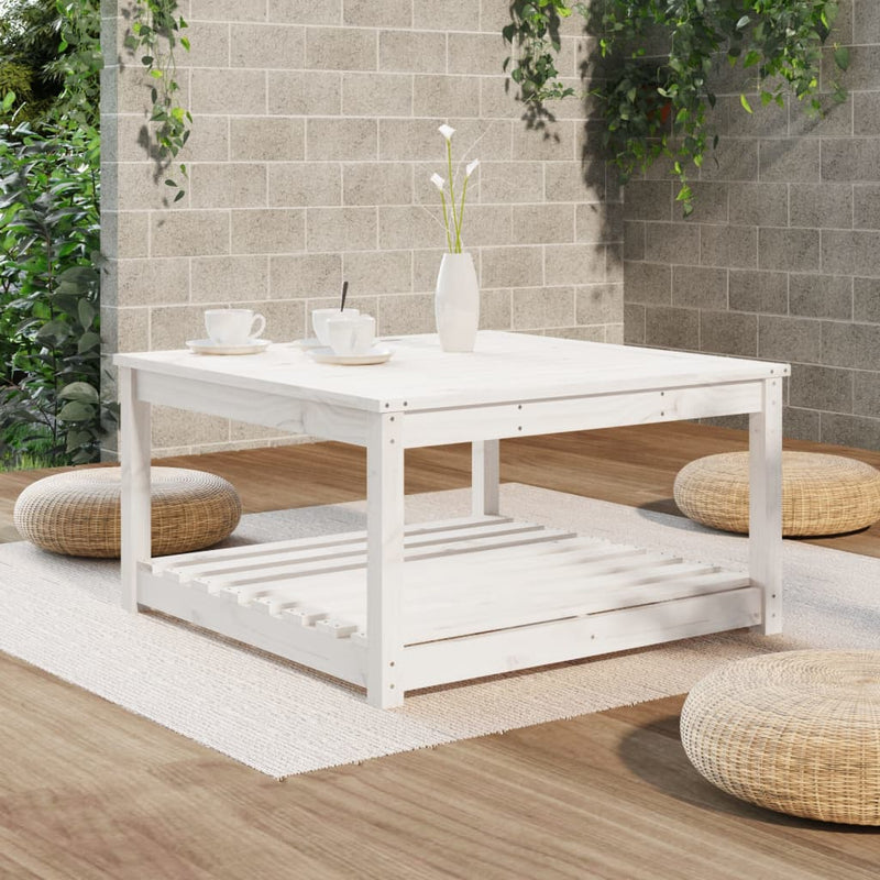 vidaXL Garden Table White 82.5x82.5x45 cm Solid Wood Pine