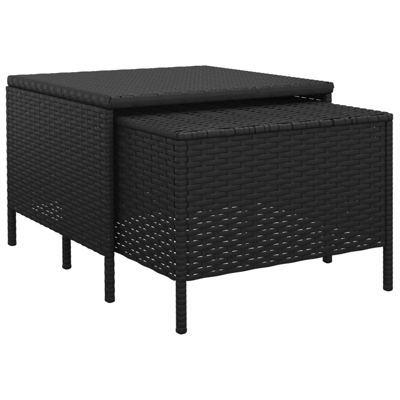 vidaXL 4 Piece Garden Lounge Set with Cushions Black Poly Rattan