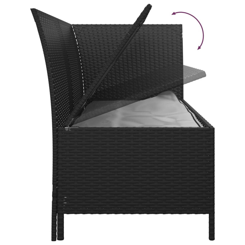 vidaXL 4 Piece Garden Lounge Set with Cushions Black Poly Rattan