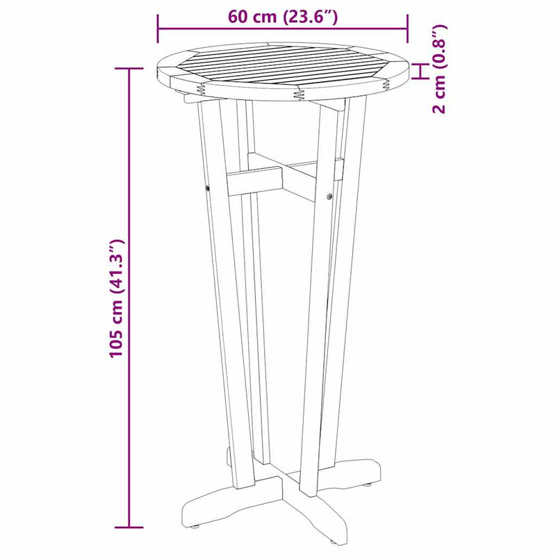 vidaXL Garden Bar Table Ø60x105 cm Solid Wood Acacia
