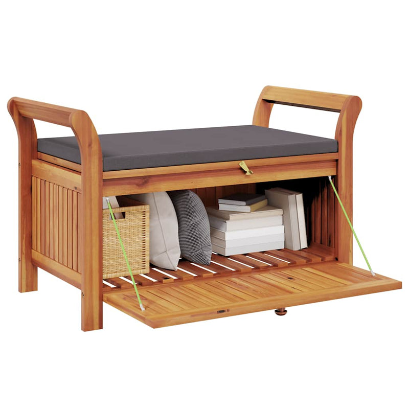 Garden Storage Bench with Cushion 91 cm Solid Wood Acacia