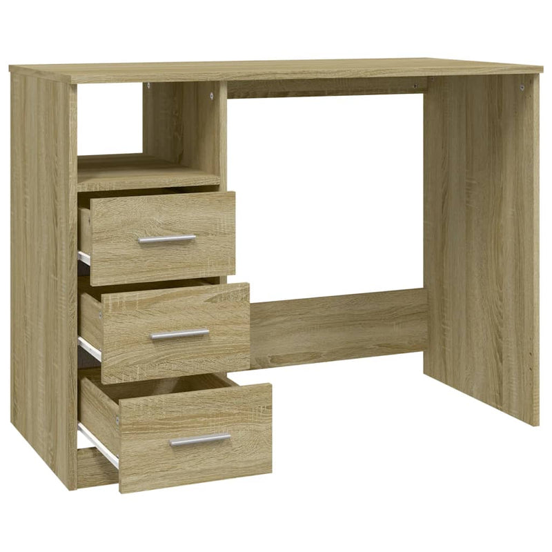 Desk with Drawers Sonoma Oak 102x50x76 cm Engineered Wood