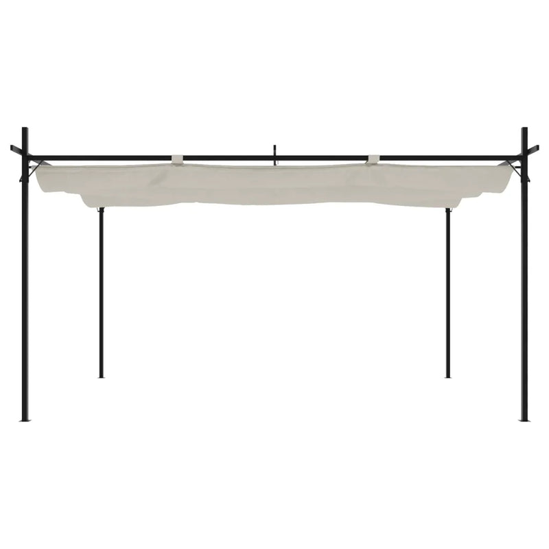 Pergola with Retractable Roof Cream 395x292x230 cm