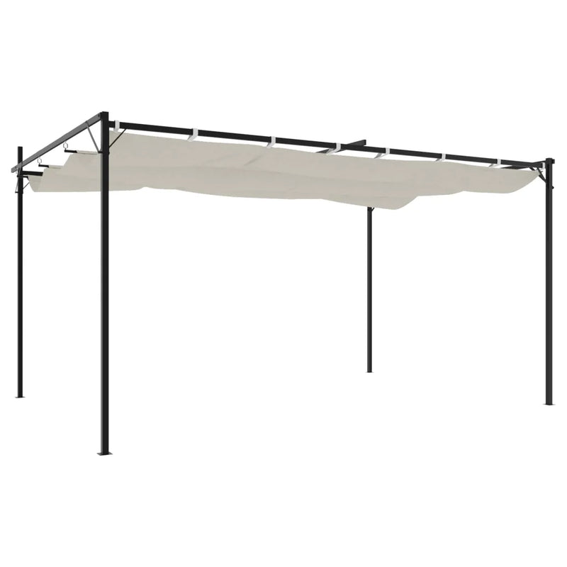 Pergola with Retractable Roof Cream 395x292x230 cm