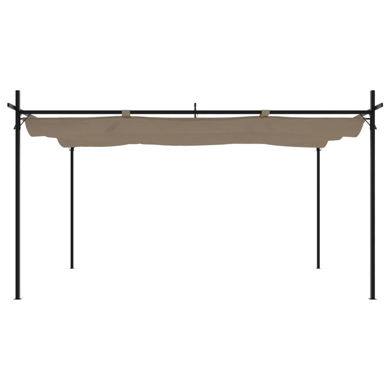 Pergola with Retractable Roof Taupe 395x292x230 cm