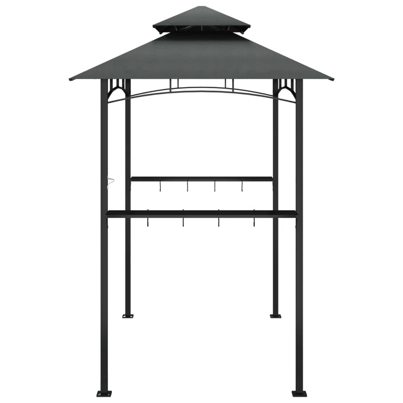 BBQ Gazebo with Side Shelves Anthracite 240x150x243 cm Steel
