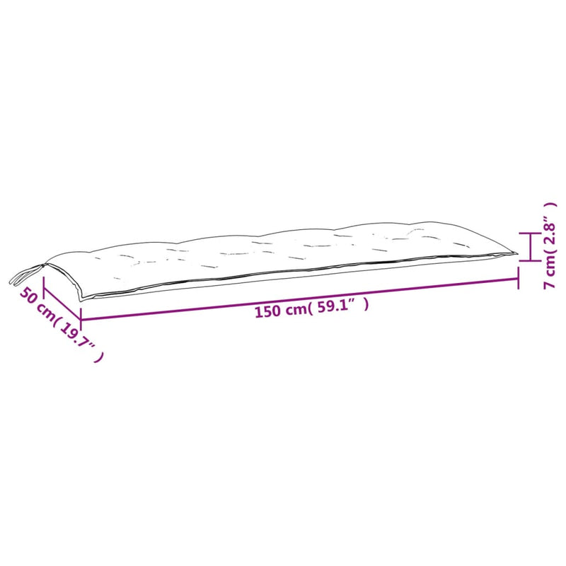 vidaXL Garden Bench Cushion Grey 150x50x7 cm Oxford Fabric
