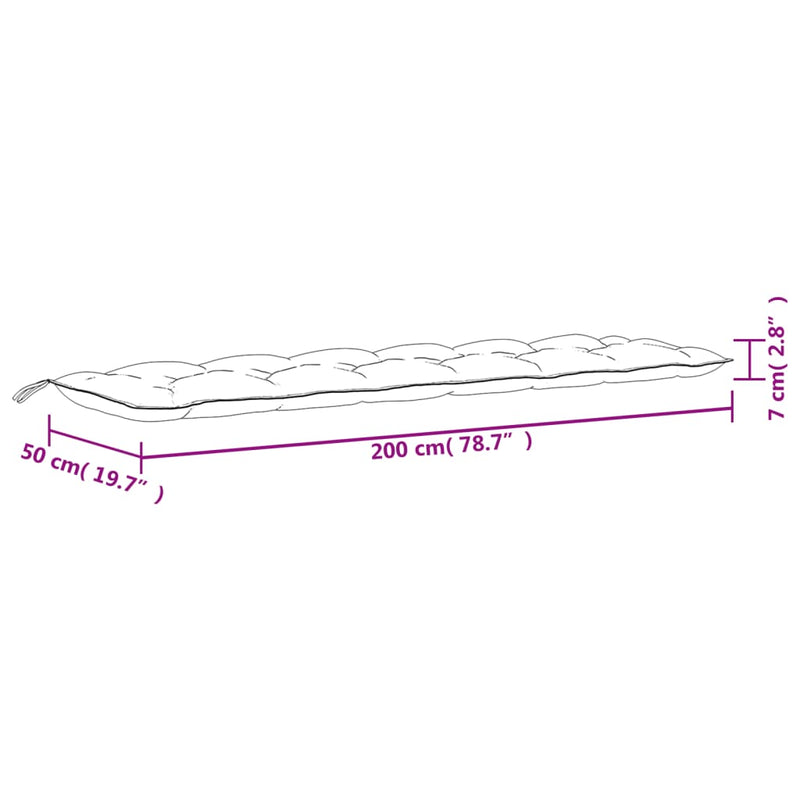 vidaXL Garden Bench Cushions 2pcs Cream White 200x50x7cm Oxford Fabric