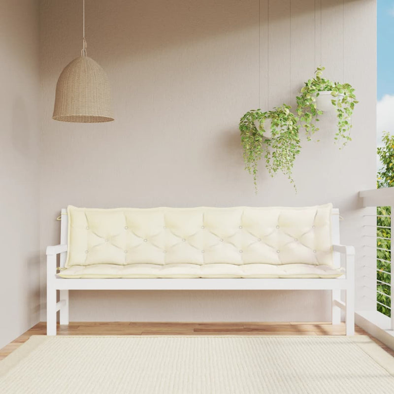 vidaXL Garden Bench Cushions 2pcs Cream White 200x50x7cm Oxford Fabric