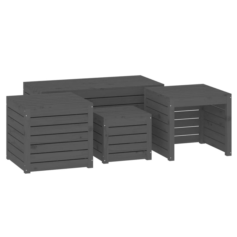 vidaXL 4 Piece Garden Box Set Grey Solid Wood Pine
