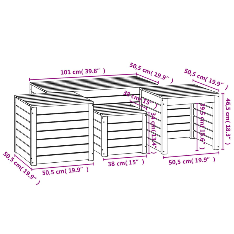 vidaXL 4 Piece Garden Box Set Grey Solid Wood Pine