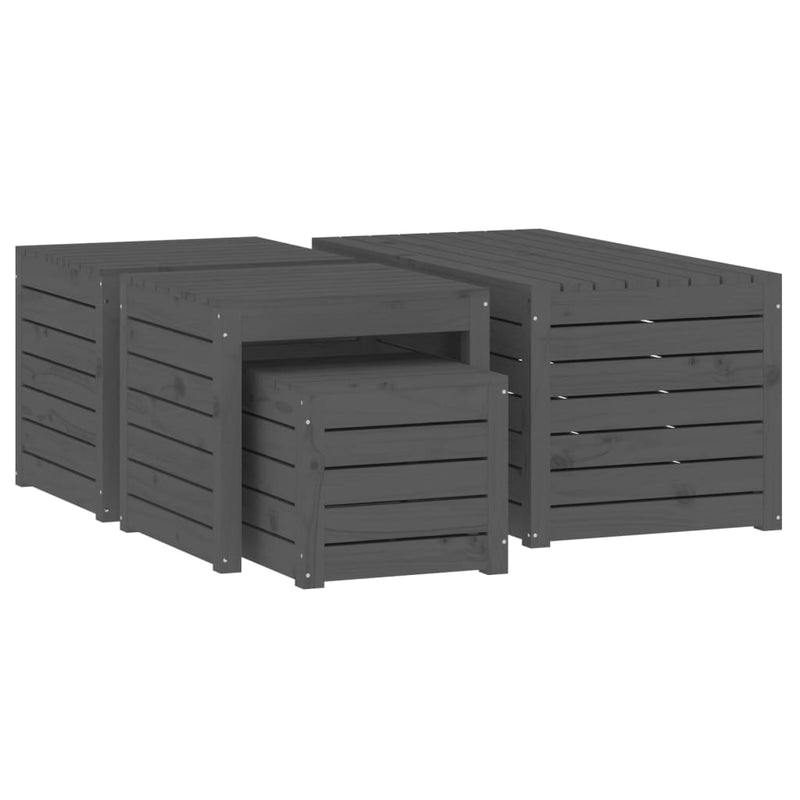 vidaXL 4 Piece Garden Box Set Grey Solid Wood Pine