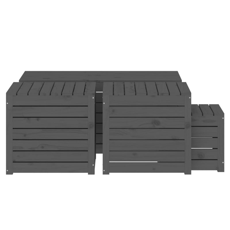 vidaXL 4 Piece Garden Box Set Grey Solid Wood Pine