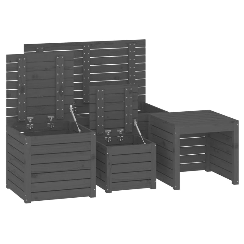 vidaXL 4 Piece Garden Box Set Grey Solid Wood Pine