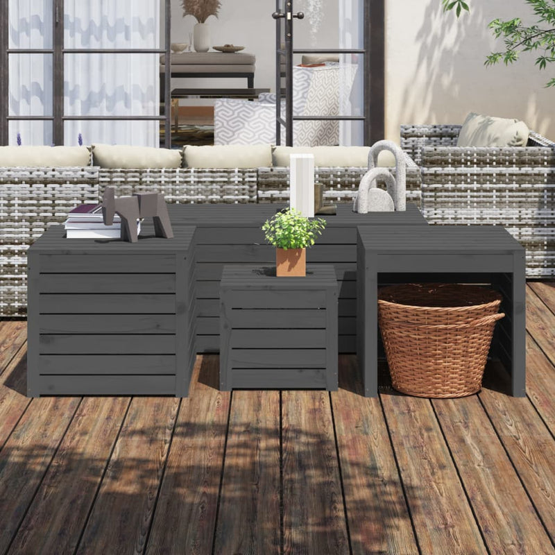 vidaXL 4 Piece Garden Box Set Grey Solid Wood Pine