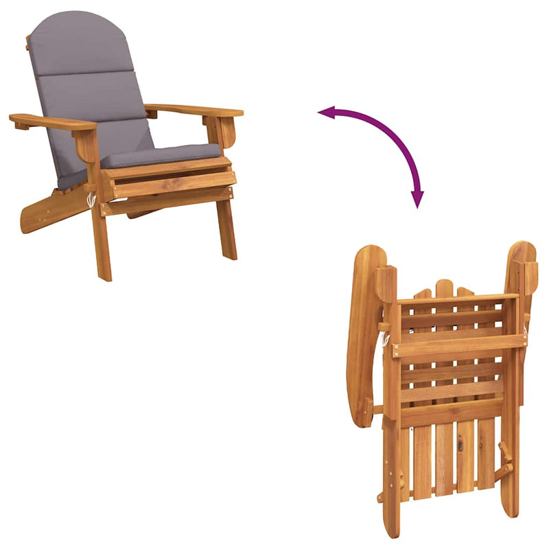 vidaXL Adirondack Garden Chair with Cushions Solid Wood Acacia