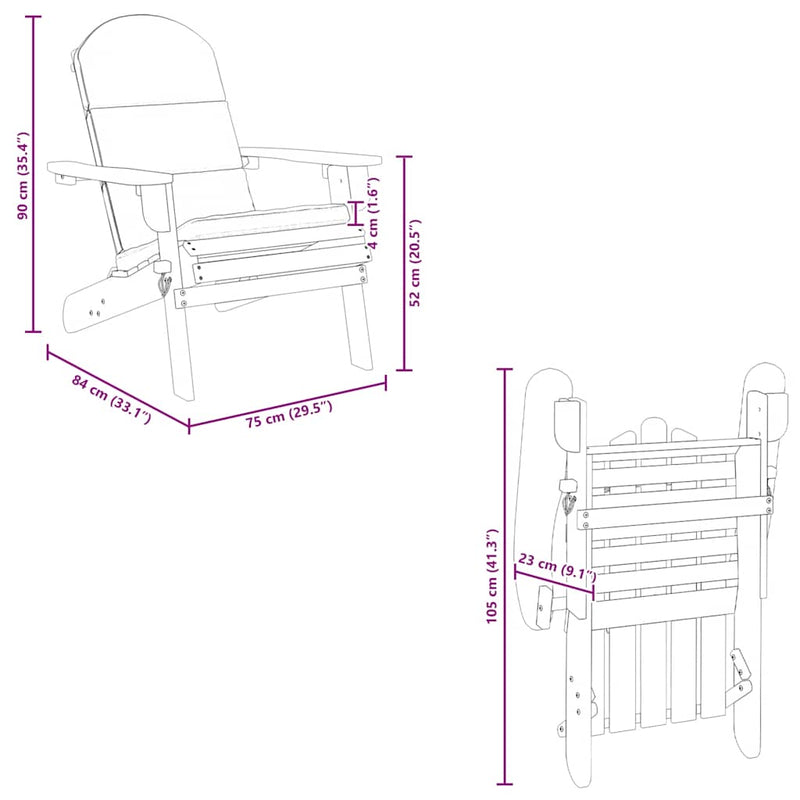 vidaXL Adirondack Garden Chair with Cushions Solid Wood Acacia