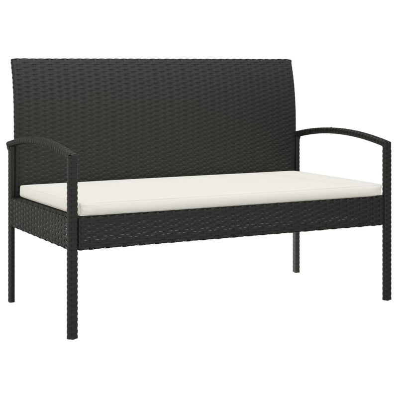 vidaXL Garden Bench with Cushion Black 105 cm Poly Rattan