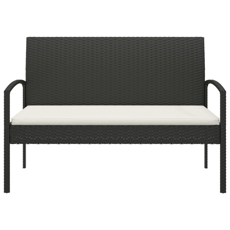 vidaXL Garden Bench with Cushion Black 105 cm Poly Rattan