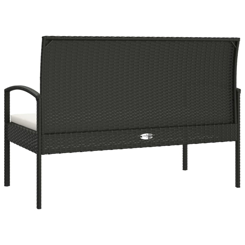 vidaXL Garden Bench with Cushion Black 105 cm Poly Rattan