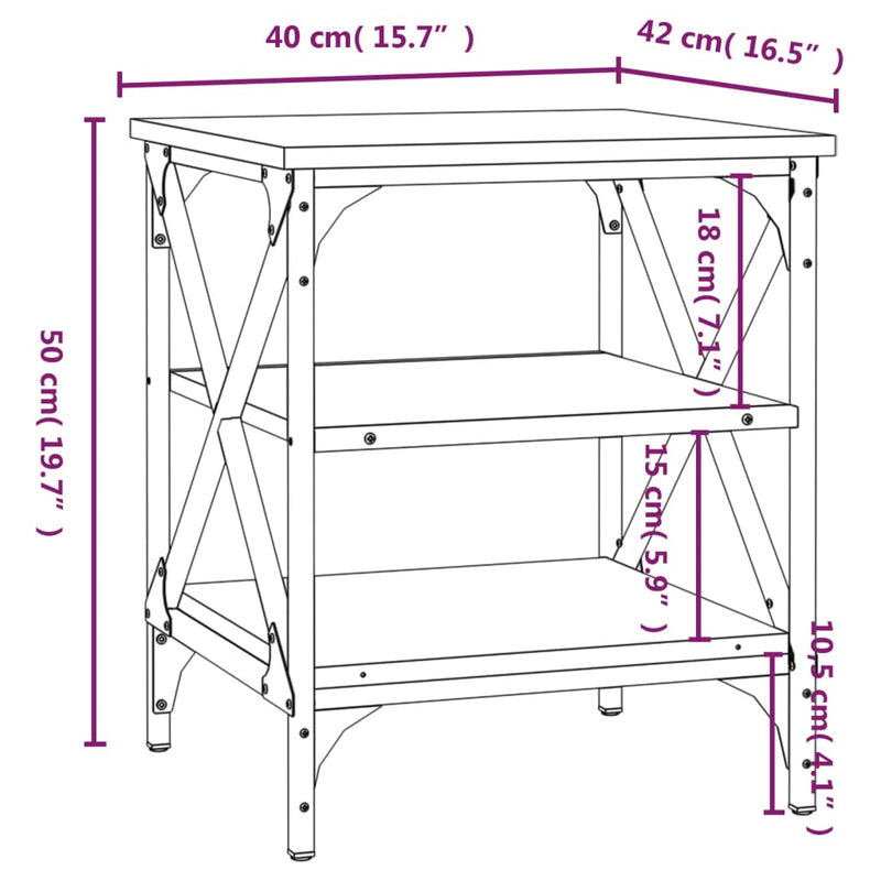 vidaXL Side Tables 2 pcs Grey Sonoma 40x42x50 cm Engineered Wood