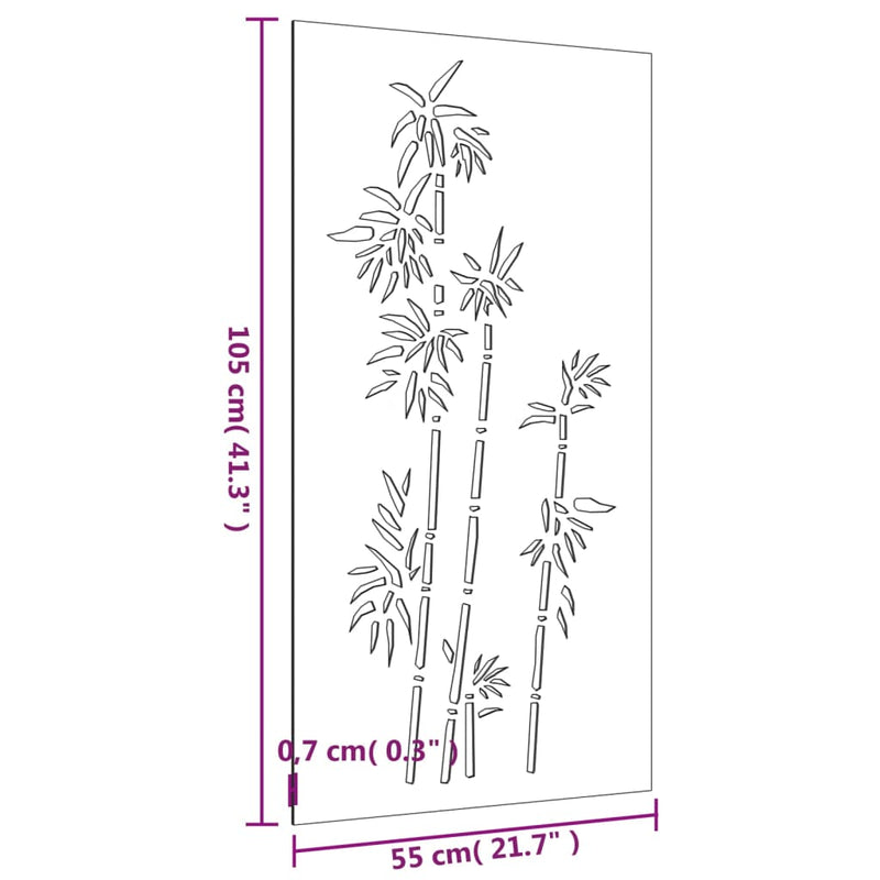vidaXL Garden Wall Decoration 105x55 cm Corten Steel Bamboo Design