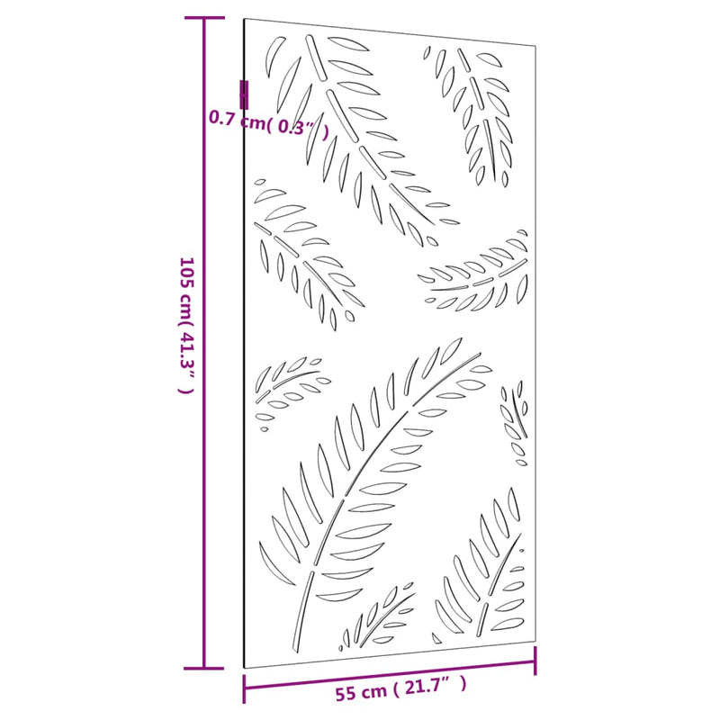 vidaXL Garden Wall Decoration 105x55 cm Corten Steel Leaf Design