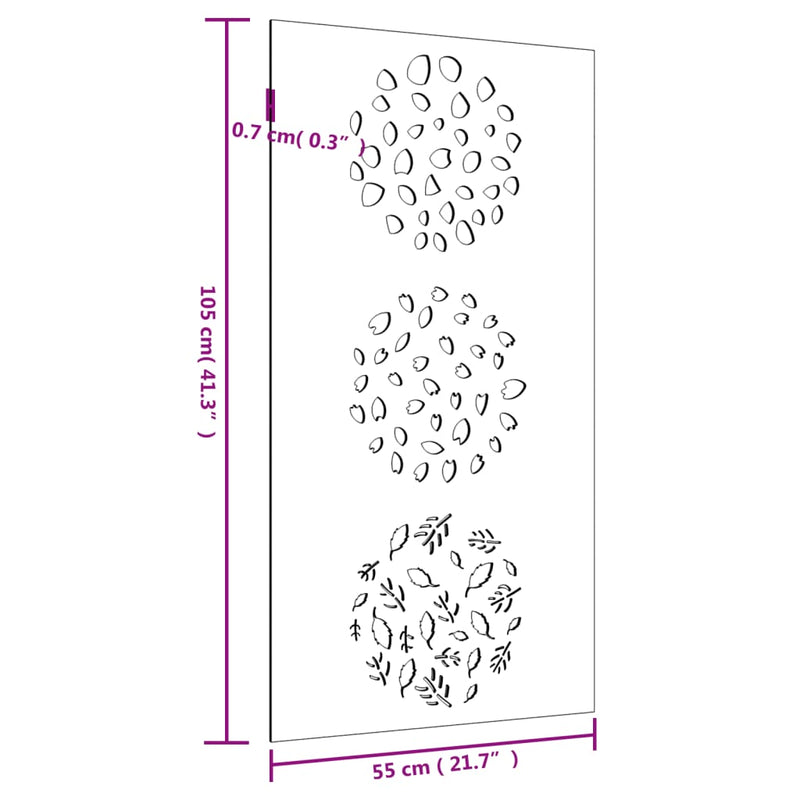 vidaXL Garden Wall Decoration 105x55 cm Corten Steel Leaf Design