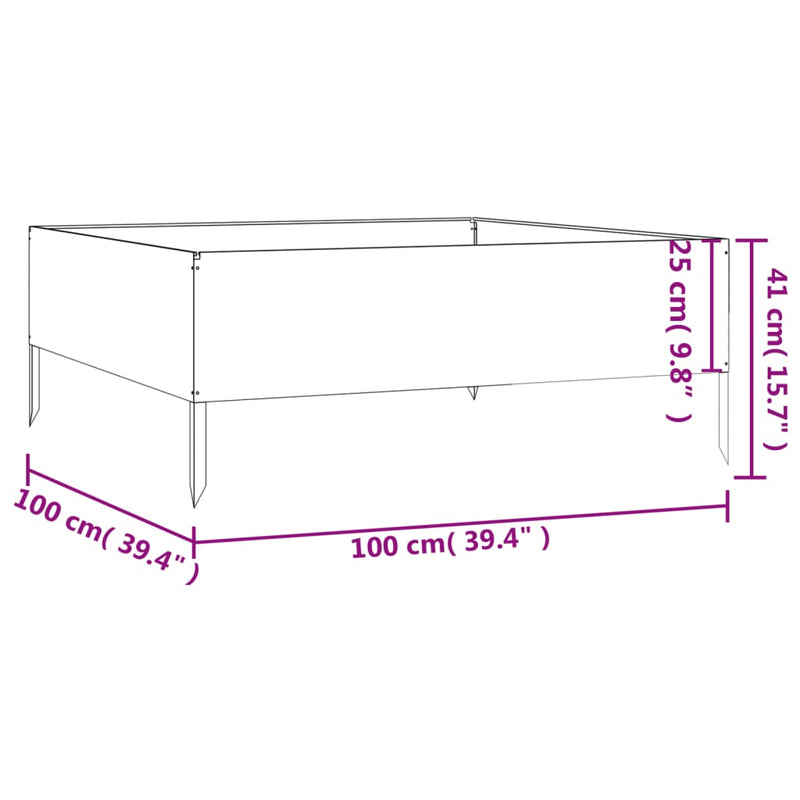 vidaXL Garden Raised Bed 100x100x41 cm Corten Steel