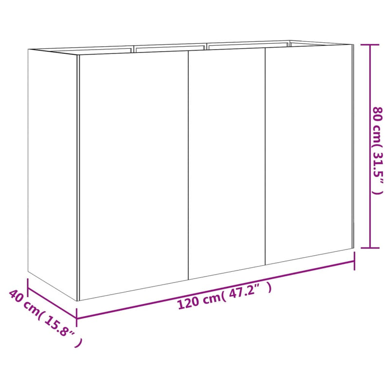 vidaXL Garden Raised Bed 120x40x80 cm Corten Steel