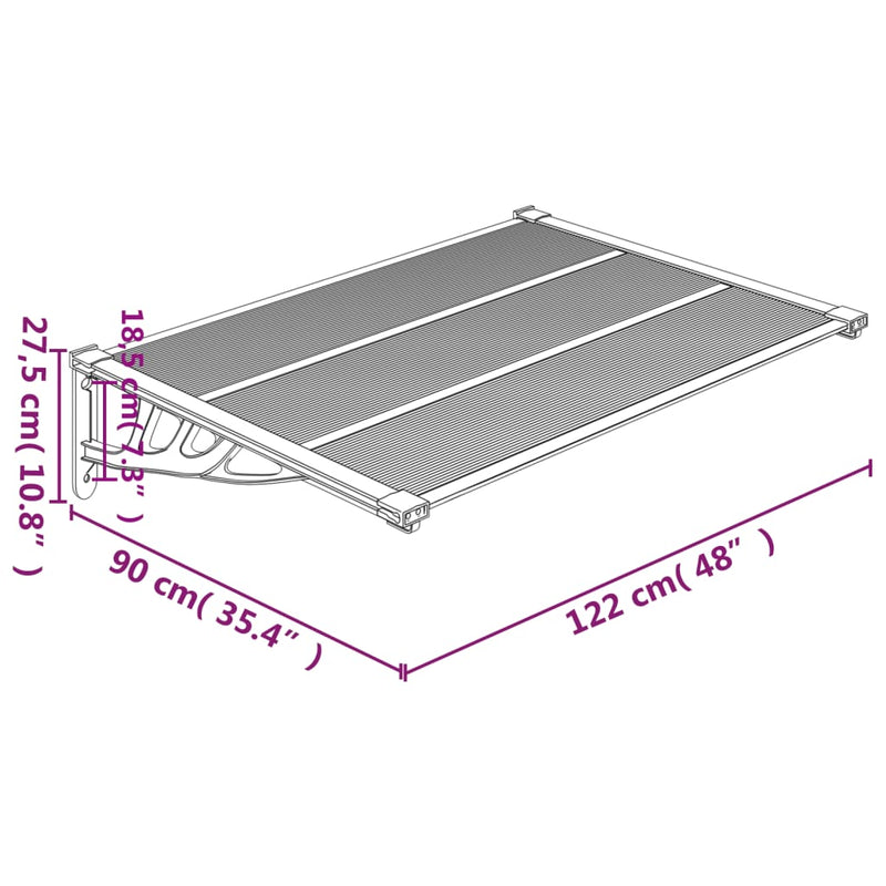 Door Canopy Black and Transparent 122x90 cm Polycarbonate