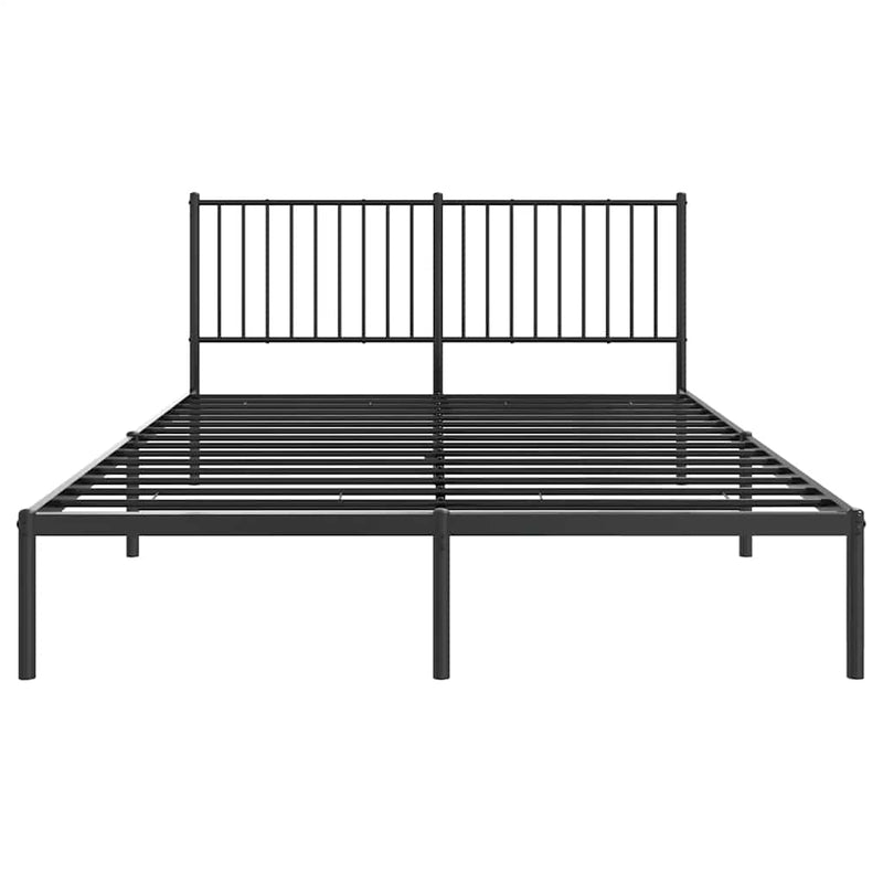 vidaXL Metal Bed Frame without Mattress with Headboard Black 150x200 cm