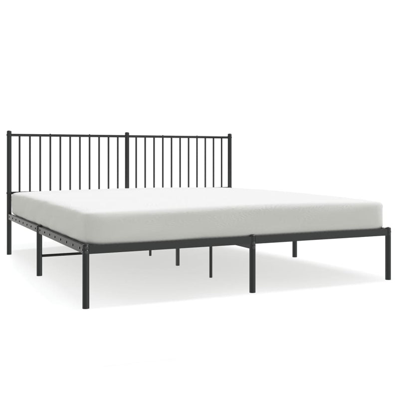 vidaXL Metal Bed Frame without Mattress with Headboard Black 183x203 cm King