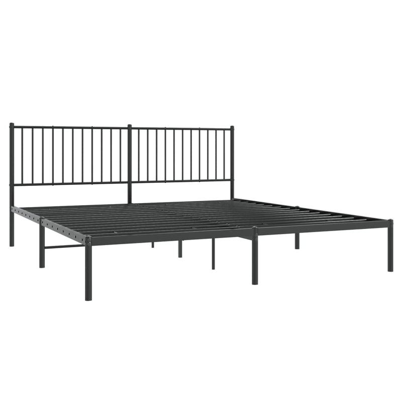 vidaXL Metal Bed Frame without Mattress with Headboard Black 183x203 cm King