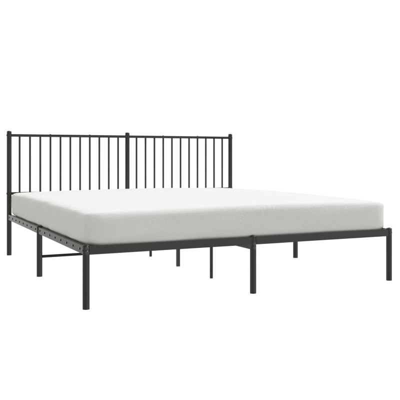 vidaXL Metal Bed Frame without Mattress with Headboard Black 183x203 cm King