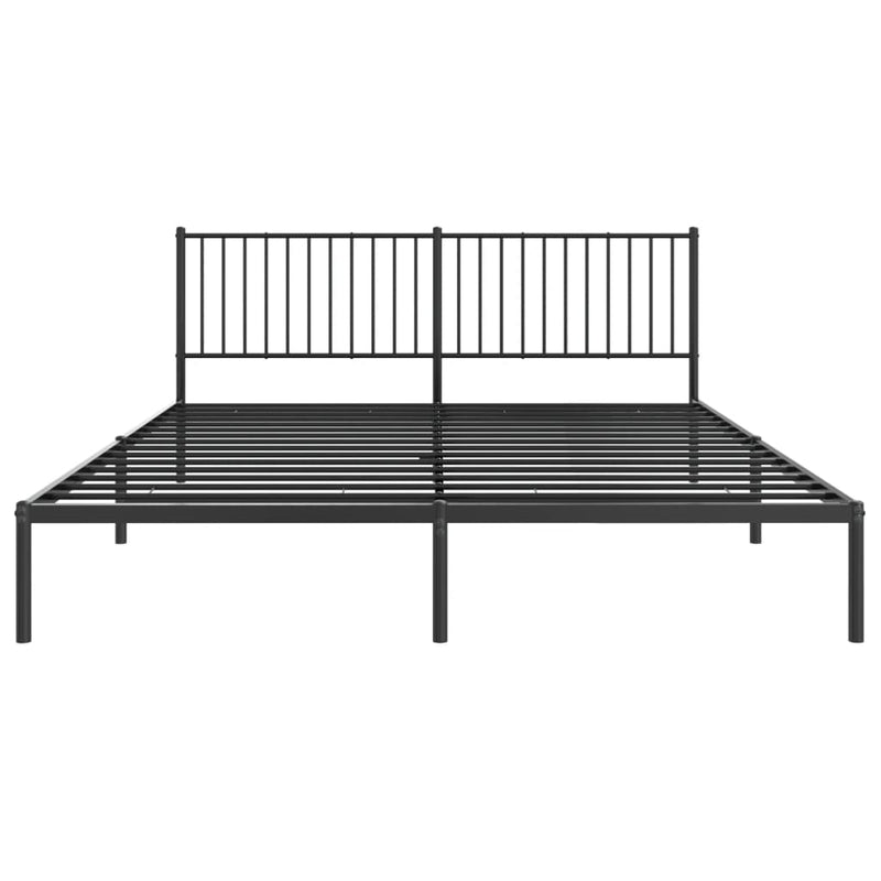 vidaXL Metal Bed Frame without Mattress with Headboard Black 183x203 cm King