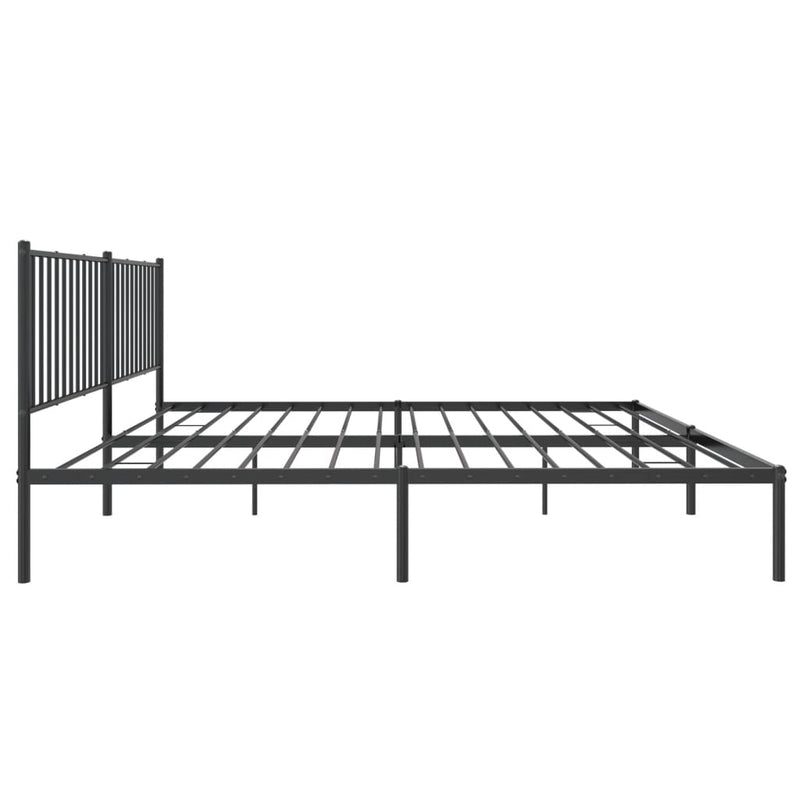 vidaXL Metal Bed Frame without Mattress with Headboard Black 183x203 cm King