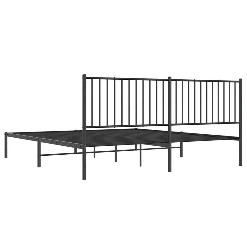 vidaXL Metal Bed Frame without Mattress with Headboard Black 183x203 cm King