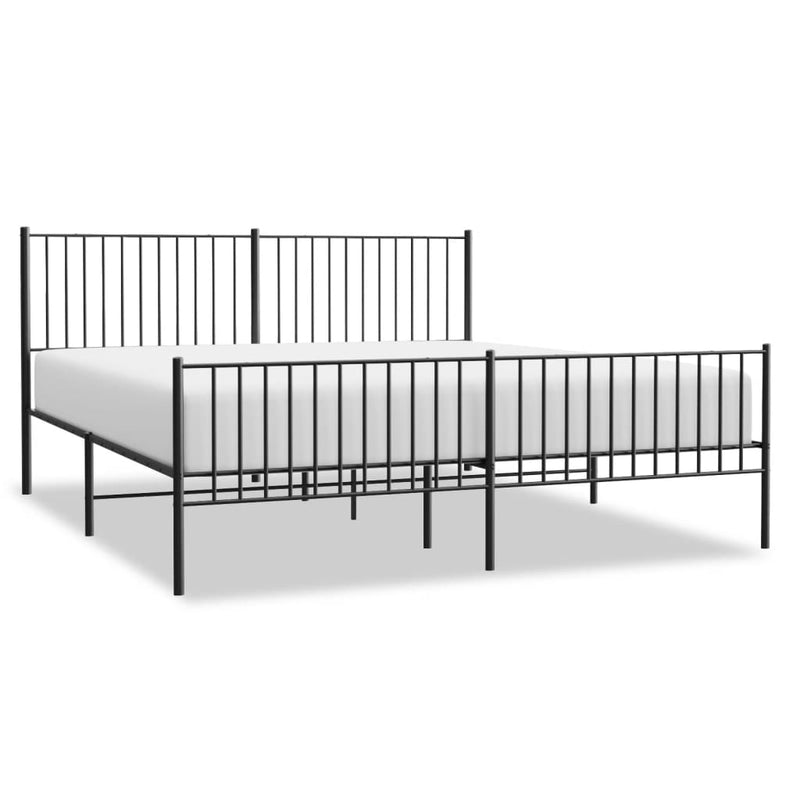 vidaXL Metal Bed Frame without Mattress with Footboard Black 183x203 cm King
