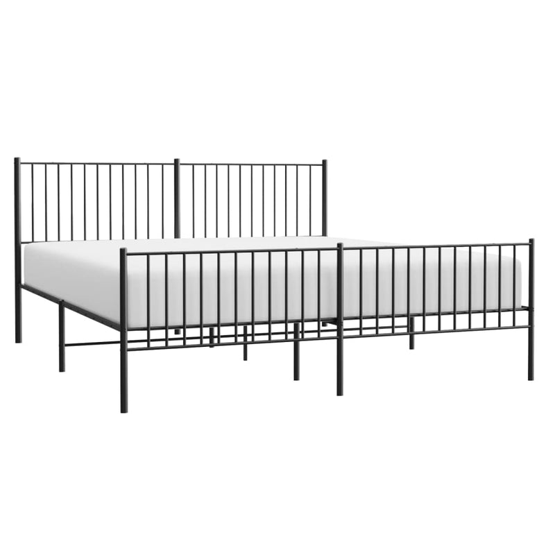 vidaXL Metal Bed Frame without Mattress with Footboard Black 183x203 cm King