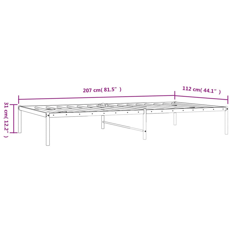 vidaXL Metal Bed Frame without Mattress White 107x203 cm King Single