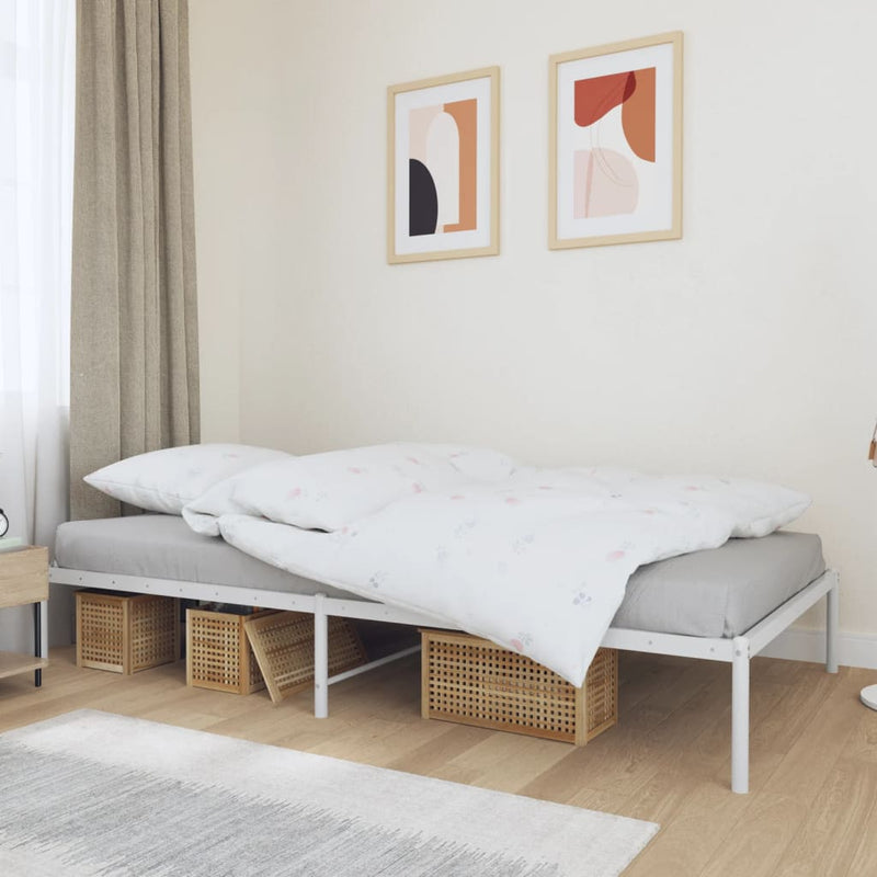 vidaXL Metal Bed Frame without Mattress White 107x203 cm King Single