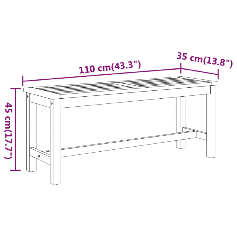 vidaXL Garden Bench 110x35x45 cm Solid Wood Acacia