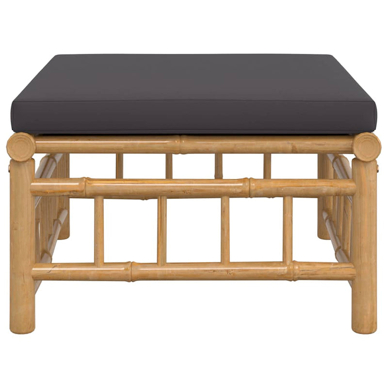 vidaXL Garden Footstool with Dark Grey Cushion Bamboo