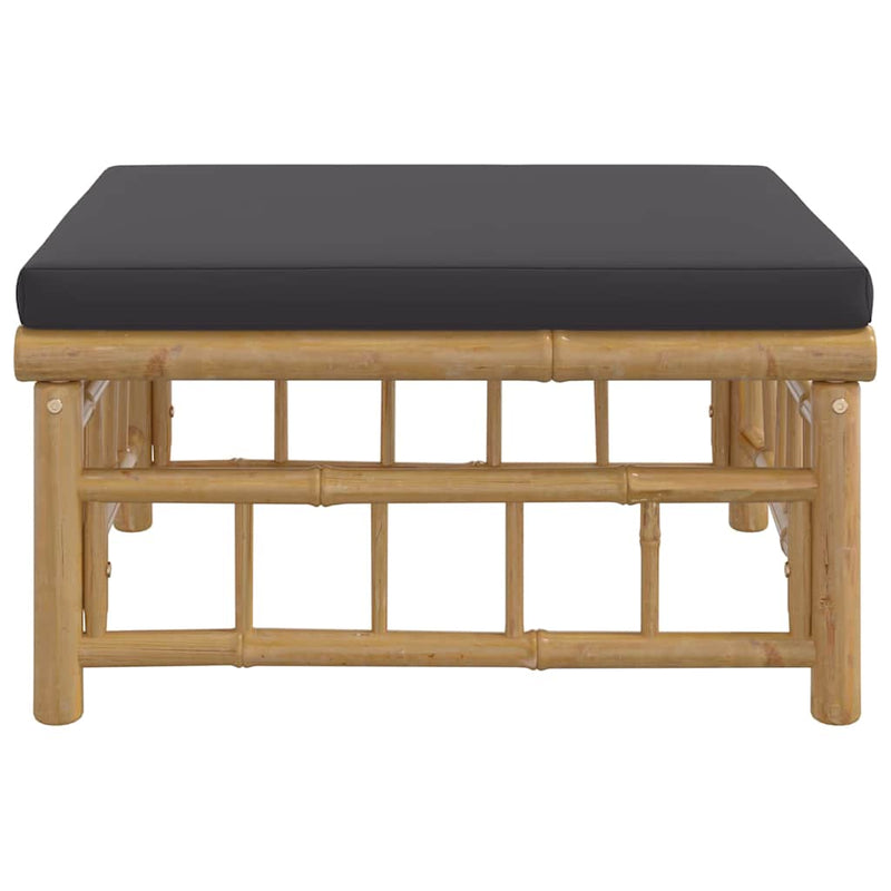 vidaXL Garden Footstool with Dark Grey Cushion Bamboo