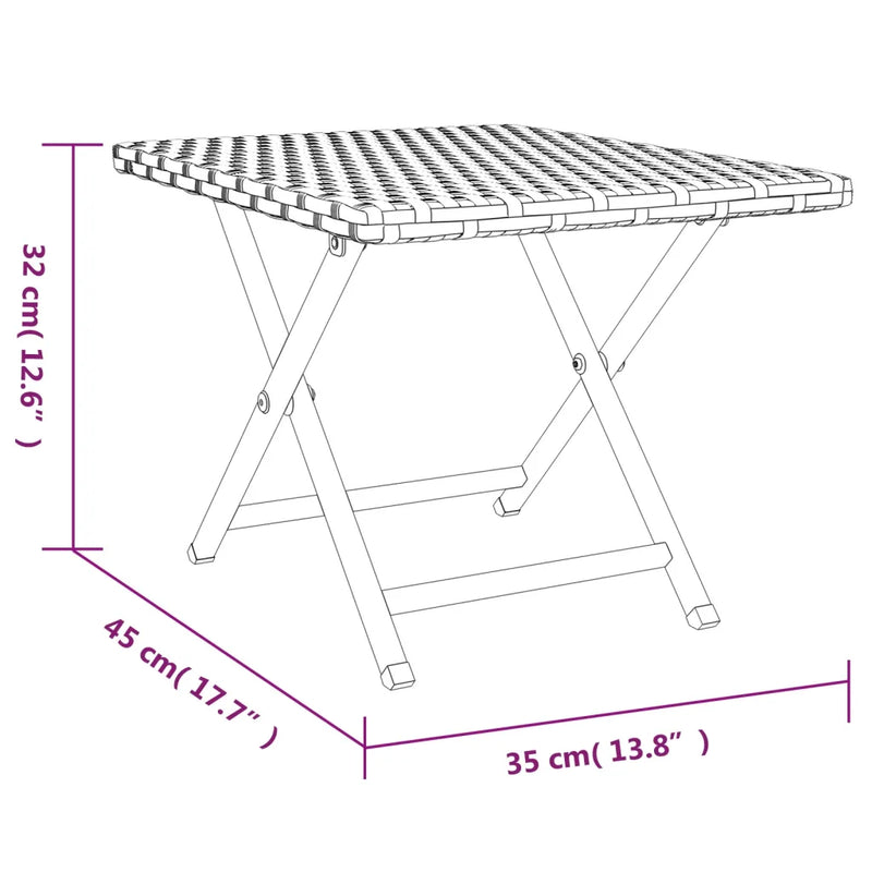 Folding Table Grey 45x35x32 cm Poly Rattan